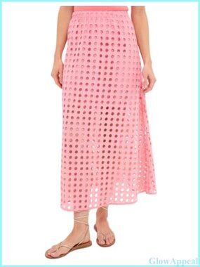Cotton Eyelet Long Maxi Skirt with Underneath Casual Beach